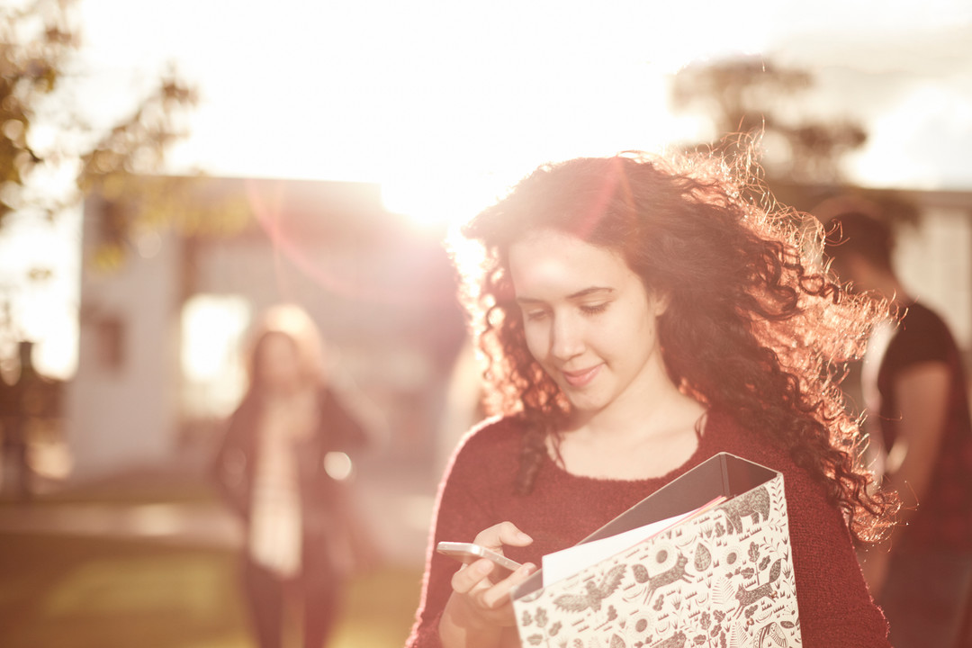 Student on a phone