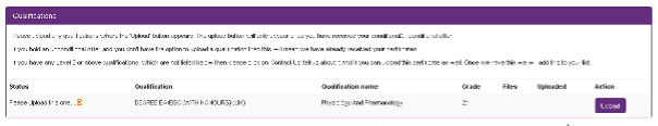 Image of MyApplication Qualifications Upload