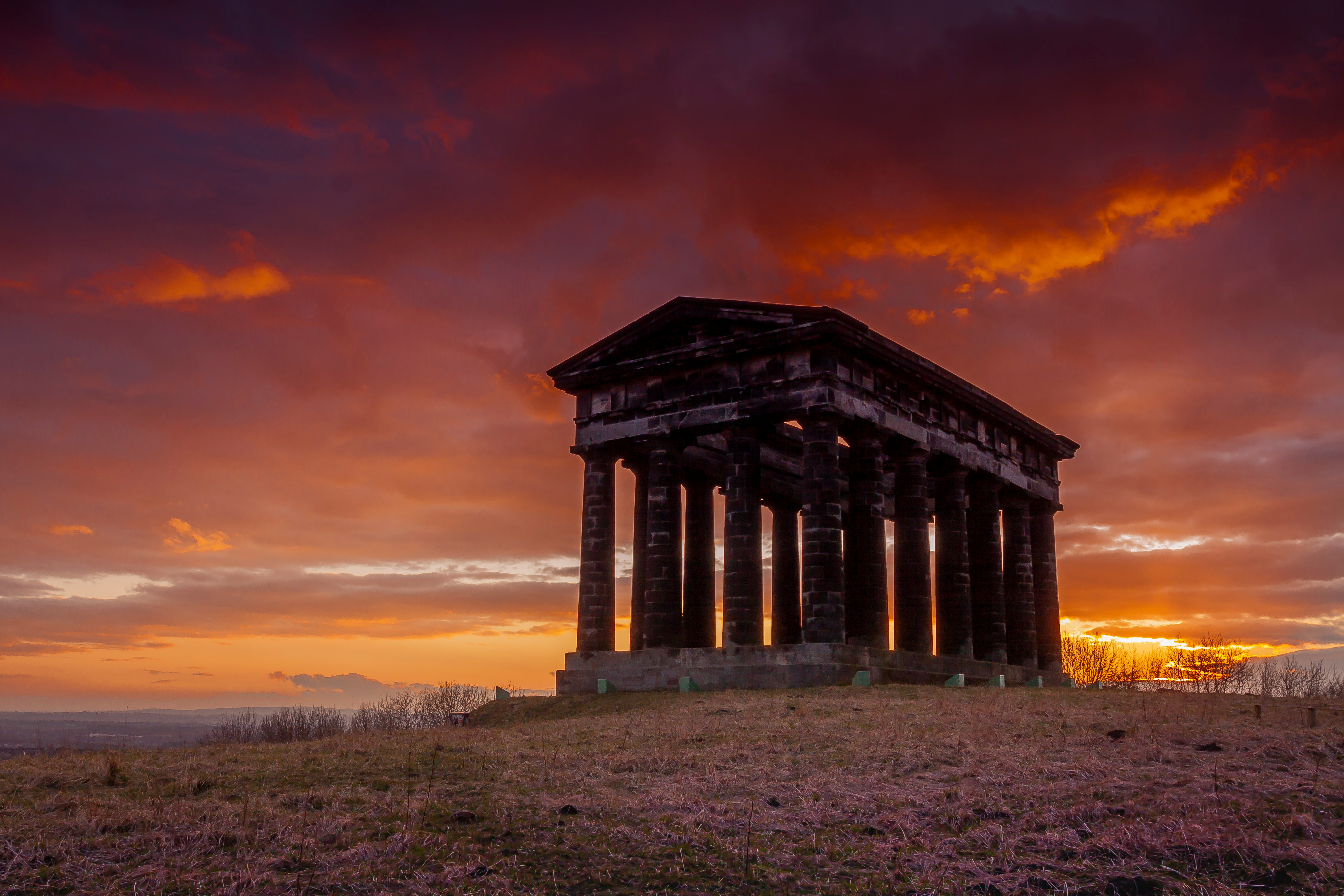 The Penshaw Monument at dusk