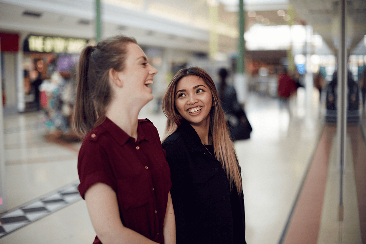 two friends laughing