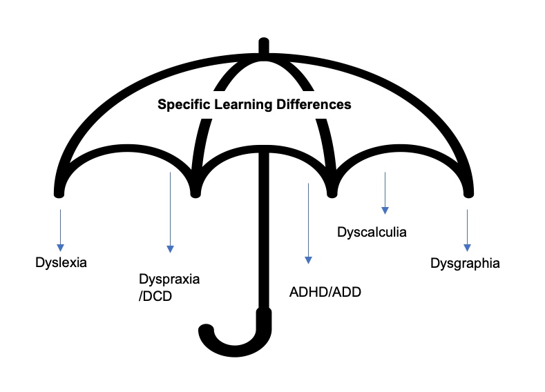 Specific Learning Difference Umbrella diagram